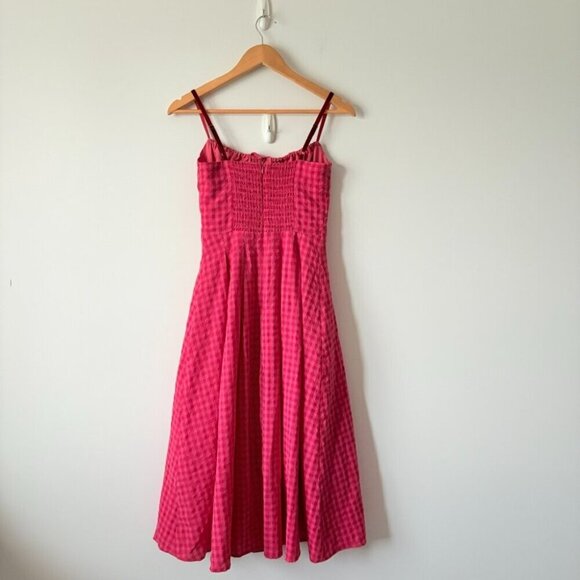 Haze Gingham Check Picnic Tie Midi Dress Raspberry Pink Size XS/Small - Picture 3 of 6